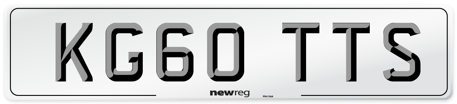 KG60 TTS Number Plate from New Reg